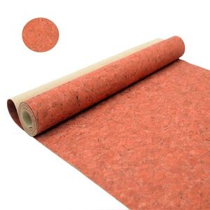 NEW Red Cork Leather Fabric Roll Craft Sheet 12.5 x 52 Inch for Bags, Wallets +